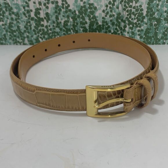 Lauren Ralph Lauren Crocodile Tan Embossed Leather Golden Buckle Size Large main image 8